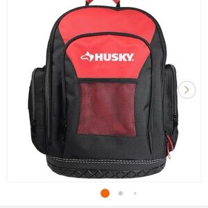 HUSKY JOBSITE BACKPACK BLACK & RED +Screwdrivers, Measuring Tape & More